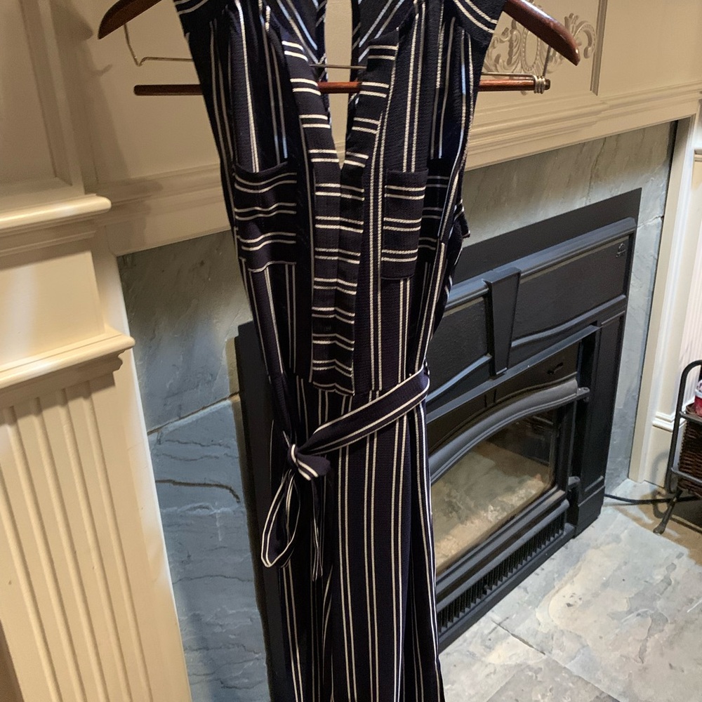 Blue & White striped Pantsuit